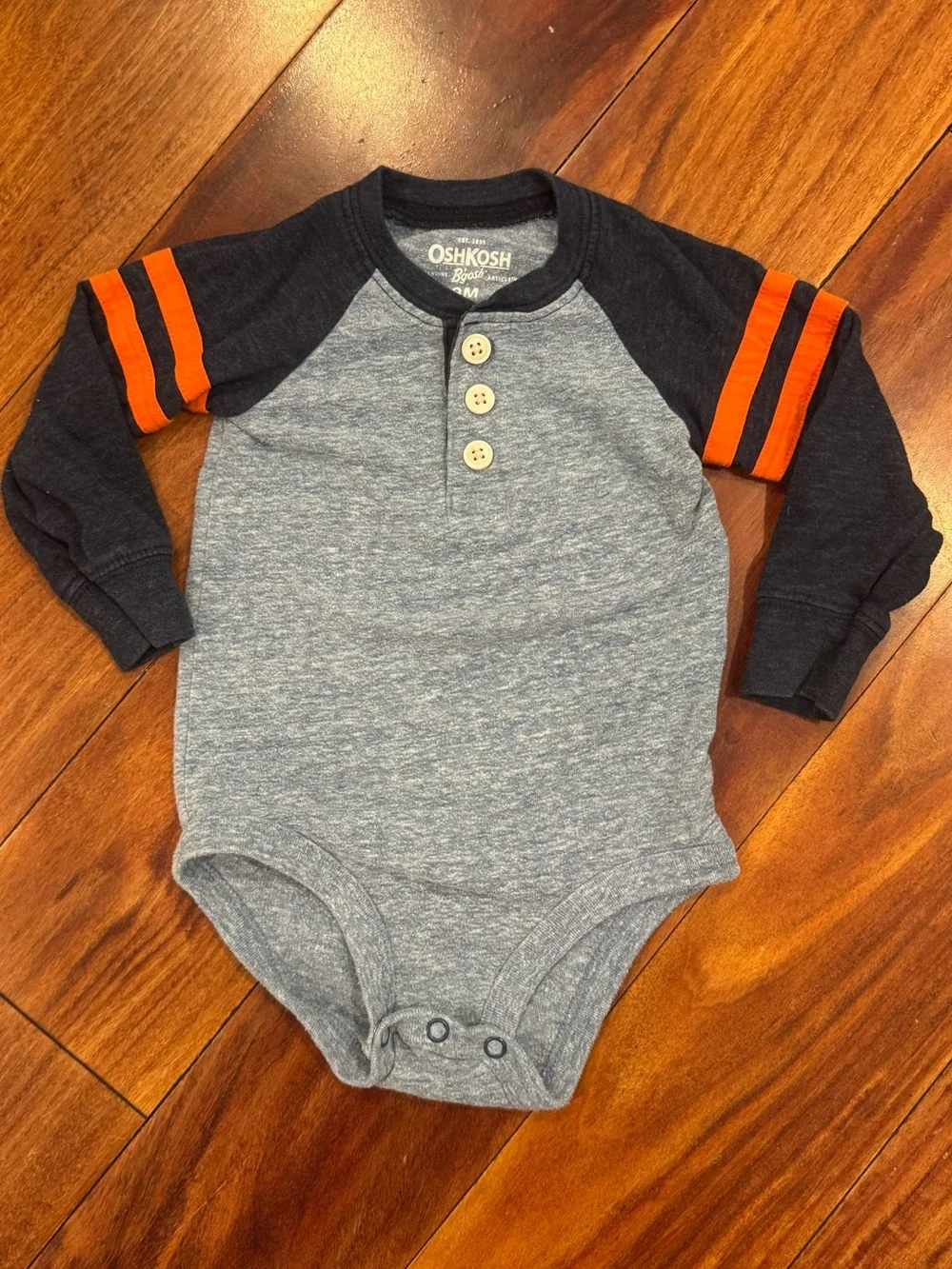 OshKosh B’gosh Henley Long-Sleeve Baby One-Piece Onsie - Size 9 Month
